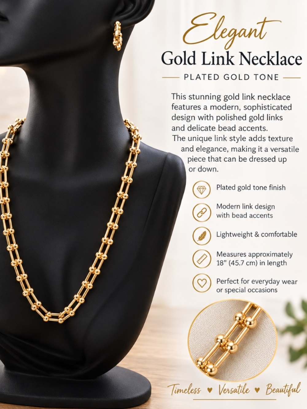 Chunky Link Chain Yellow Gold Plated Choker Necklace